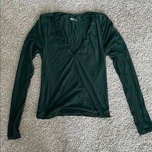 Aerie Dark Green V-Neck Long Sleeve